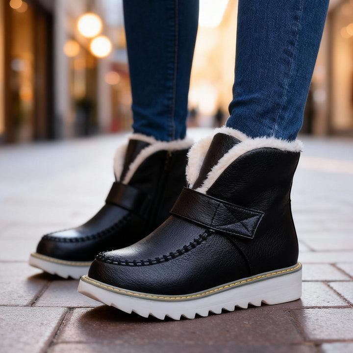 Sherpa lined winter ankle boots women black