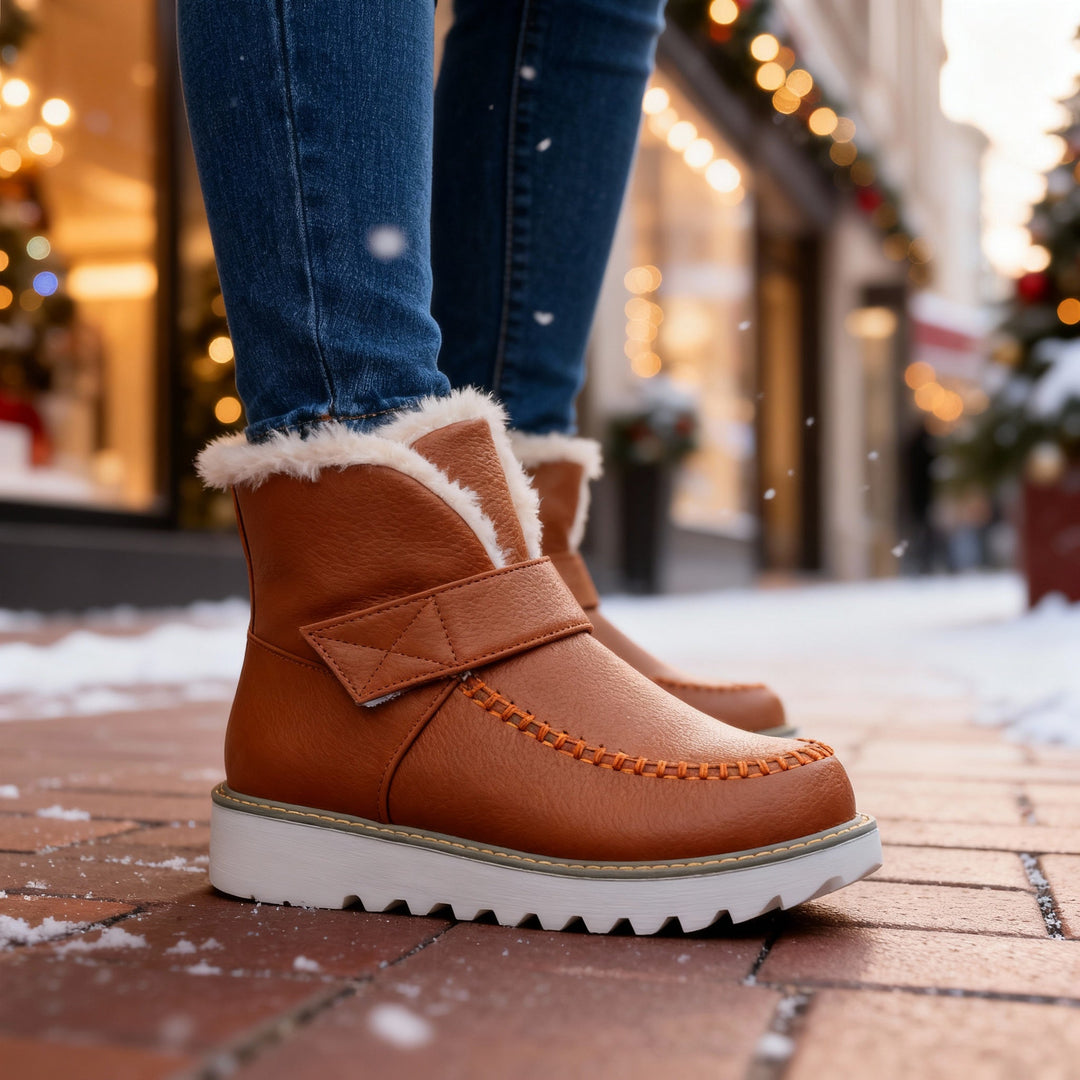 Sherpa lined winter ankle boots detail