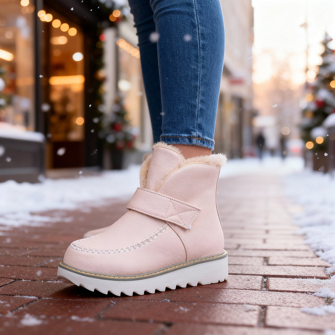Sherpa lined winter ankle boots detail