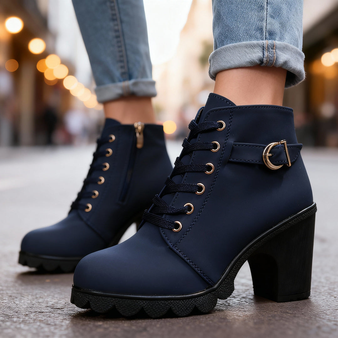 Ankle boots women navy blue