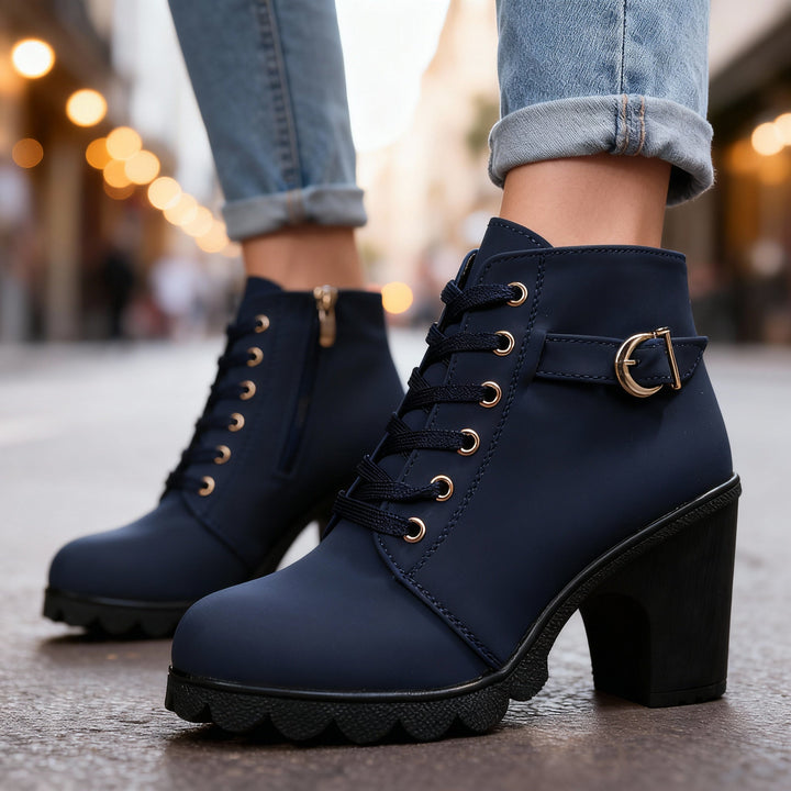 Ankle boots women navy blue
