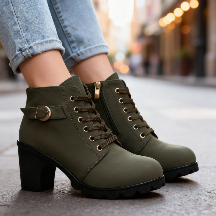 Ankle boots women olive green