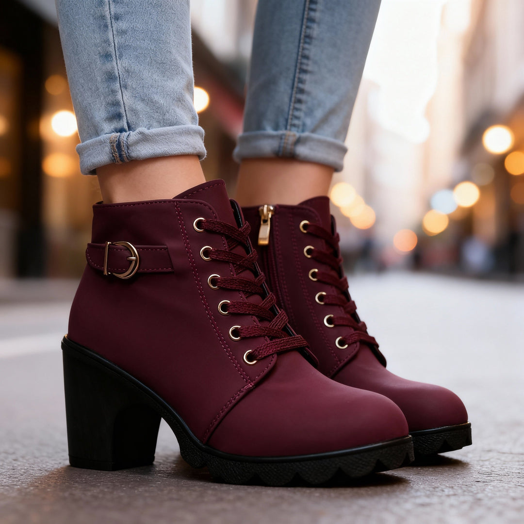 Ankle boots women burgundy
