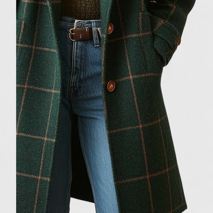 Checked coat women detail