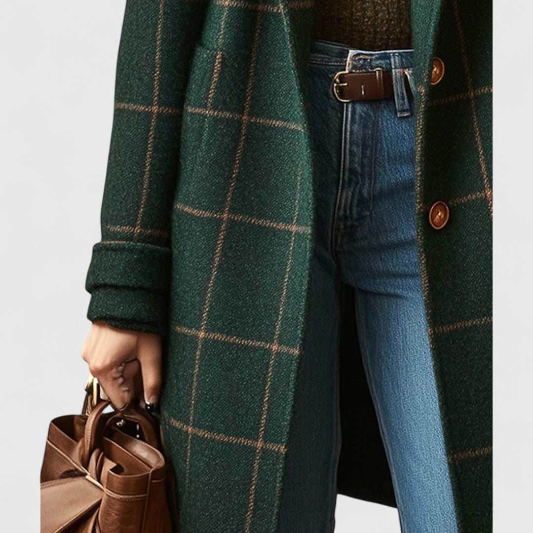 Checked coat women detail
