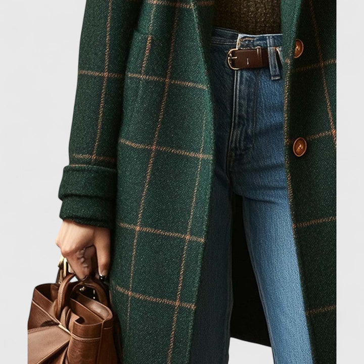 Checked coat women detail