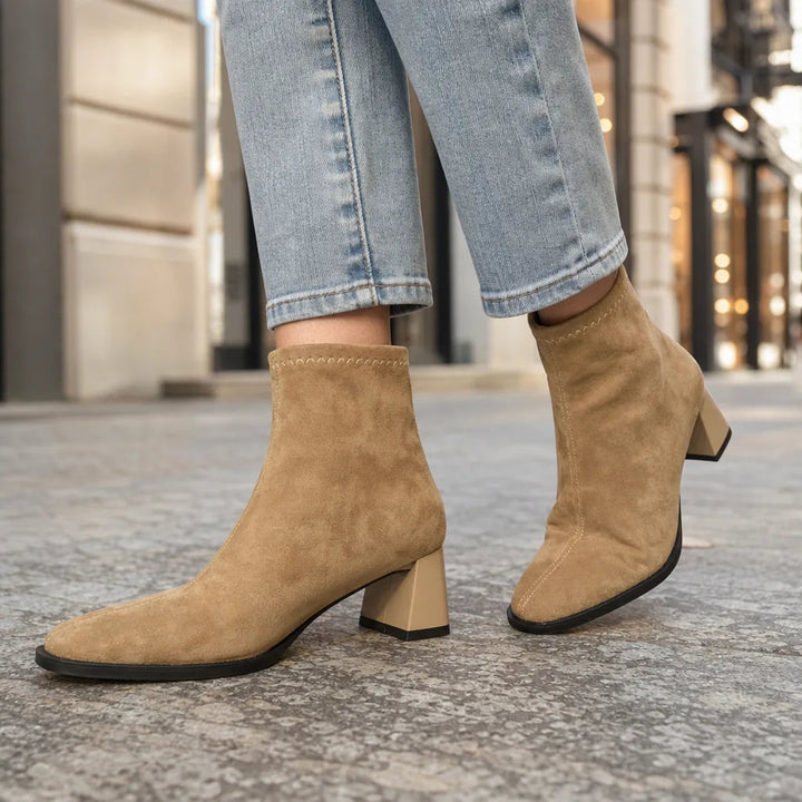 Square toe ankle boots detail