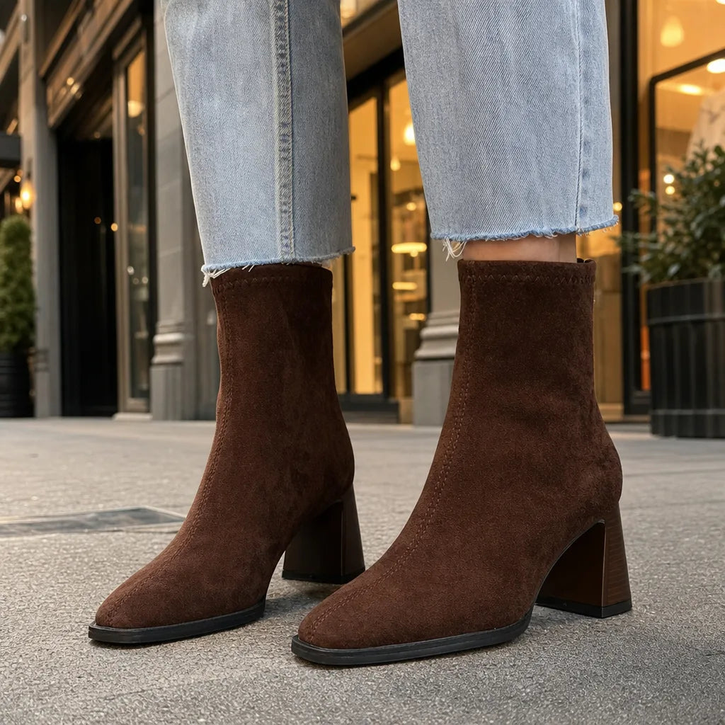 Square toe ankle boots detail