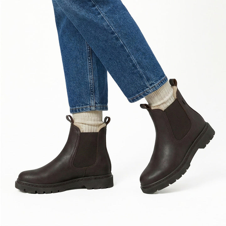 Men's Lined Chelsea Boots with Chunky Lug Sole and Elasticated Side Panels