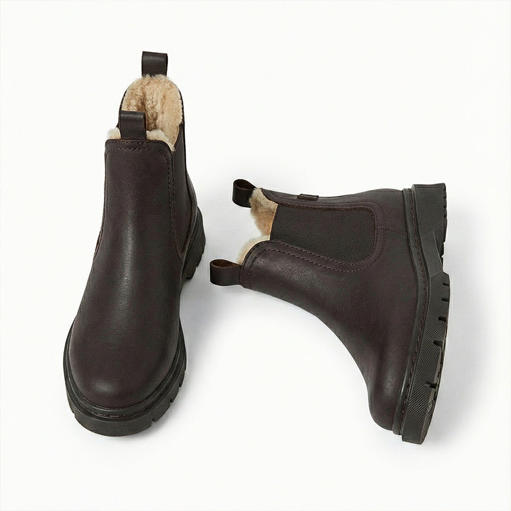 Men's Lined Chelsea Boots with Chunky Lug Sole and Elasticated Side Panels