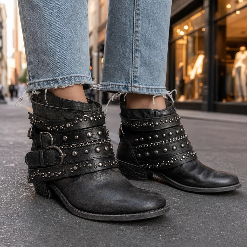 Western ankle boots women black
