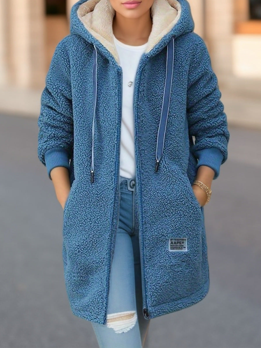 Hooded fleece winter jacket women