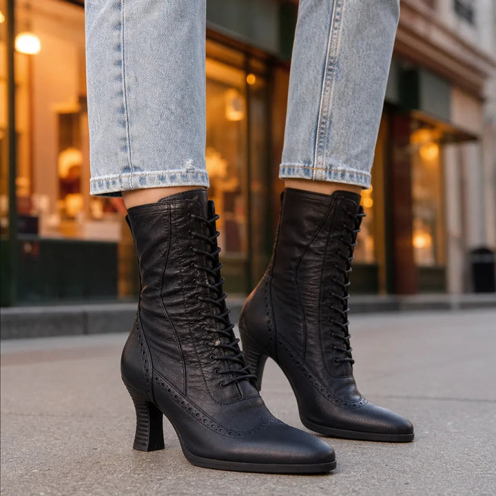 Lace up ankle boots women black