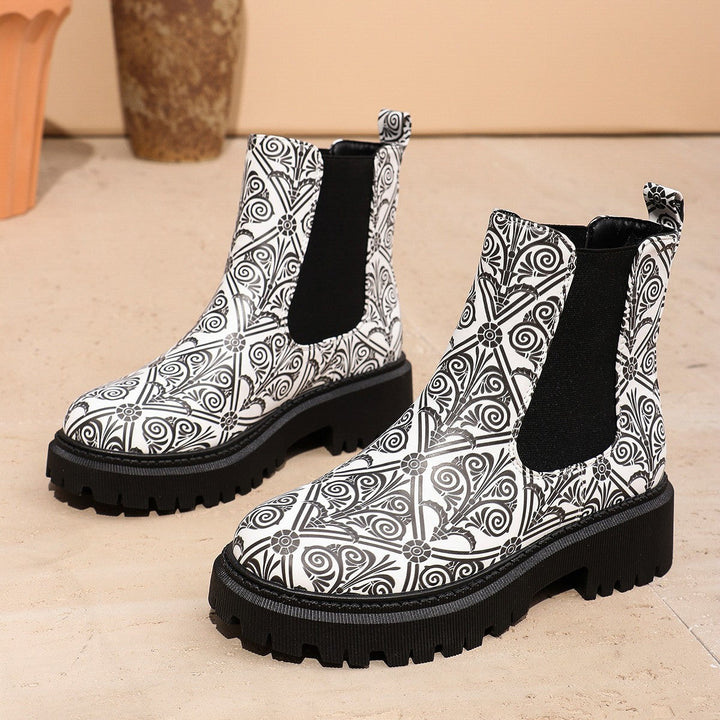 Chunky Sole Chelsea Boots with Elastic Side Gussets and Rubber Outsole