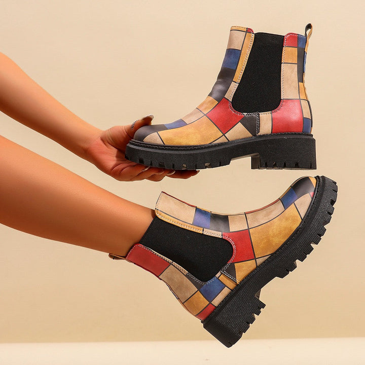 Chunky Sole Chelsea Boots with Elastic Side Gussets and Rubber Outsole
