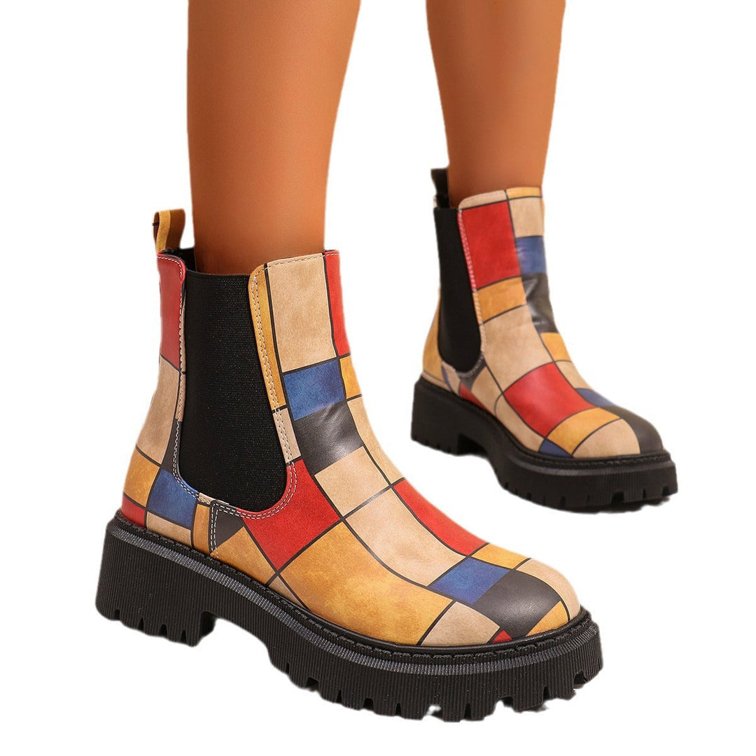 Chunky Sole Chelsea Boots with Elastic Side Gussets and Rubber Outsole
