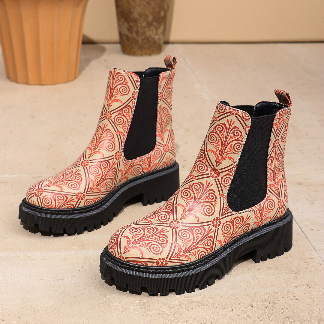 Chunky Sole Chelsea Boots with Elastic Side Gussets and Rubber Outsole